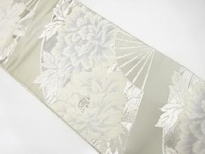 アンティーク　扇に牡丹模様織り出し袋帯（材料）